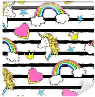 Picture Royalty Free Library Seamless Pattern With - Stripes And Unicorns Journal (400x400)
