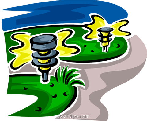 Garden Path Lights Royalty Free Vector Clip Art Illustration - Illustration (480x393)