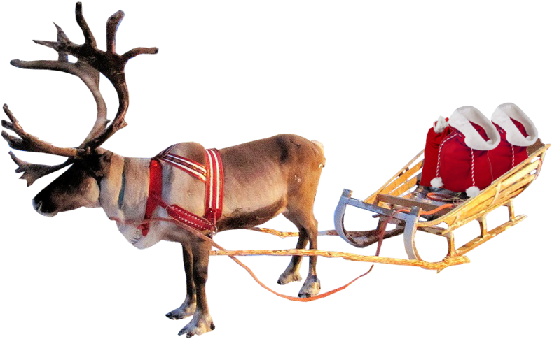 Santa Sleigh Png Clipart - Santa And Reindeer Transparent Background (800x533)