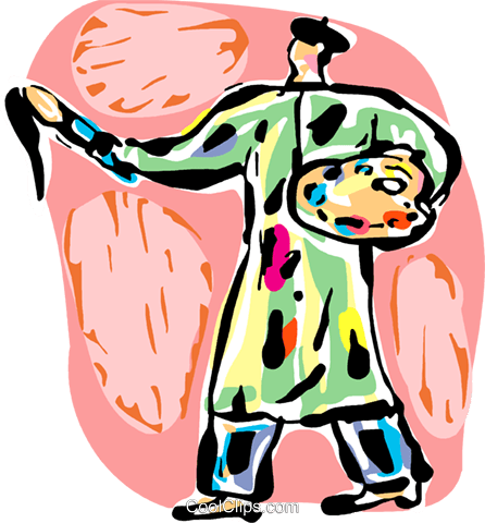 Artist With Paint Brush And Paint Palette - Paint Brush And Paint (446x480)