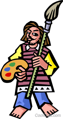 Artist With Brush And Palette Royalty Free Vector Clip - Artist With Brush And Palette Royalty Free Vector Clip (256x480)