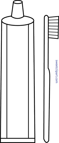 Toothbrush Clip Toothpaste Banner Royalty Free - Brush And Tooth Paste Clipart Black And White (249x600)