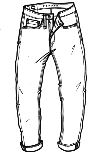 Vector Free Library Men Fit Guide Denham Razor Slim - Line Drawing Of Jeans (341x512)