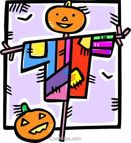 Scarecrow And A Pumpkin Royalty Free Vector Clip Art - Scarecrow And A Pumpkin Royalty Free Vector Clip Art (443x480)