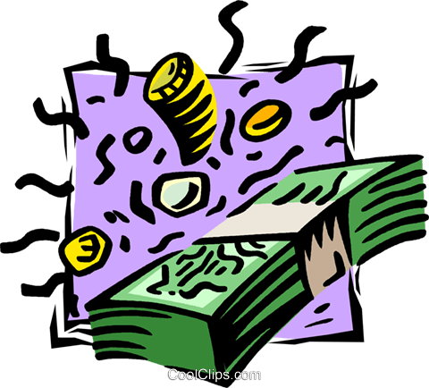 Money, Bills, Coins Royalty Free Vector Clip Art Illustration - Illustration (480x434)