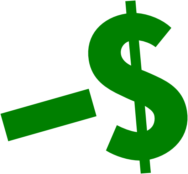 Black And White Download Dollar Clipart - Minus Money Sign (600x555)