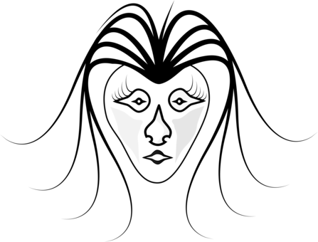 Eye Face Black And White Drawing Line Art - Vector Graphics (447x340)