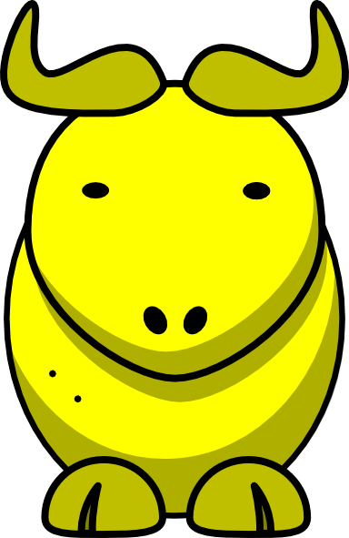 Gilded Wildebeest Clip Art - Yellow Cartoon Cow (384x591)