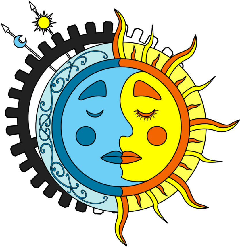 Moon Sun Steampunk Tattoo Color 1 By Dimensionten On - Vector Graphics (894x894)