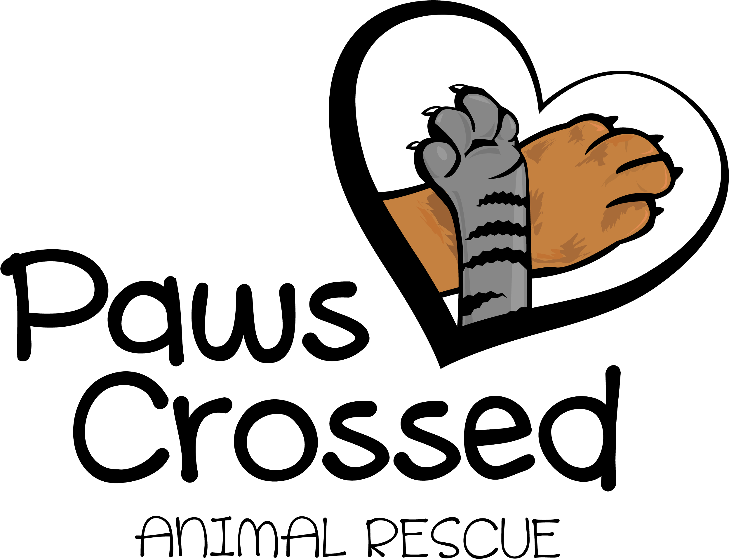 Paws Inc. Cat Crossed Paws. Animal Shelter logo. Donate for the protect animals.
