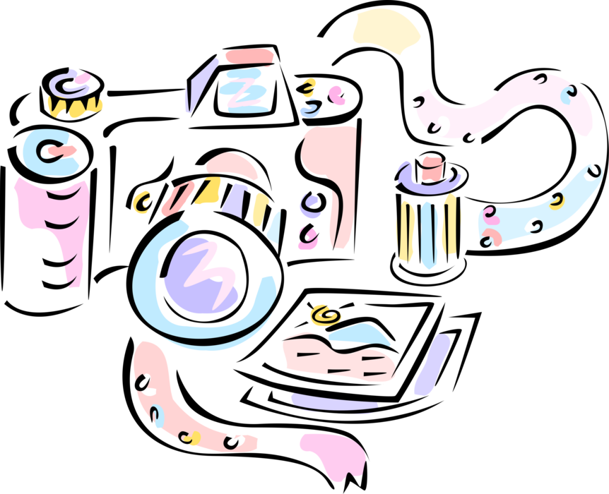 Camera With Mm Roll Vector Image Illustration - 35 Mm Film (862x700)