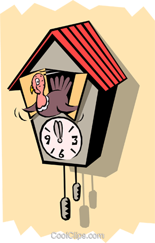 Cuckoo Clock With Turkey Royalty Free Vector Clip Art - Cartoon (306x480)