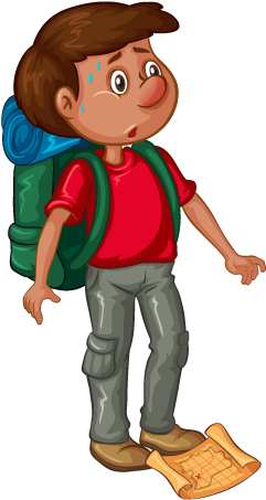Hiking Clipart Lost Hiker - Cartoon (260x468)