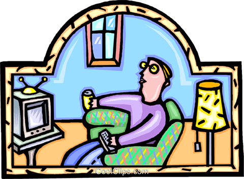 Watching Tv, Relaxing Royalty Free Vector Clip Art - Watching Tv, Relaxing Royalty Free Vector Clip Art (480x353)