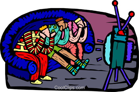 Teenagers Watching Television Royalty Free Vector Clip - Teenagers Watching Television Royalty Free Vector Clip (480x318)