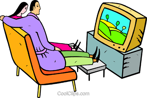 Couple Watching Television Royalty Free Vector Clip - Assistindo Tv Clipart (480x321)