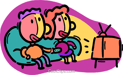 Couple Watching Television Royalty Free Vector Clip - Television Show (480x291)