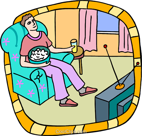 Person Watching Television Royalty Free Vector Clip - Television Clip Art (480x459)