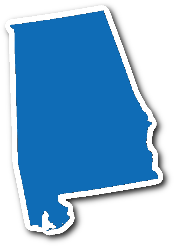 Alabama State Shape Sticker Blue - Alabama Red State (1064x1064)