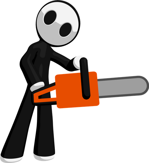 Character Mascot Cutting With Chainsaw - Chainsaw (500x550)