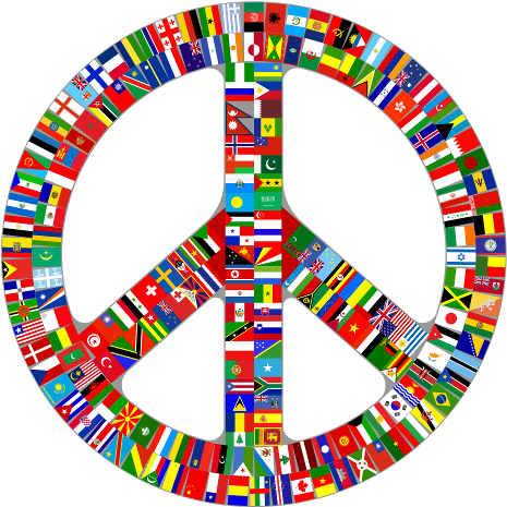 Sun Tzu's Art Of War Blog - Peace Sign With Flags (500x496)