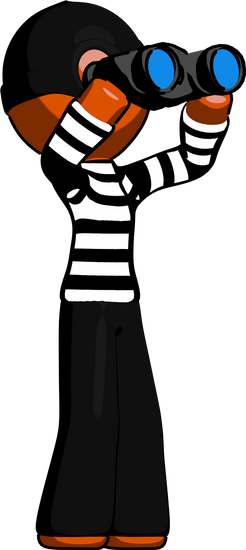 Orange Thief Man Looking Through Binoculars To The - Man (246x550)