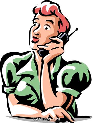 Woman Talking On The Phone Royalty Free Vector Clip - Falando Ao Telefone Png (363x480)