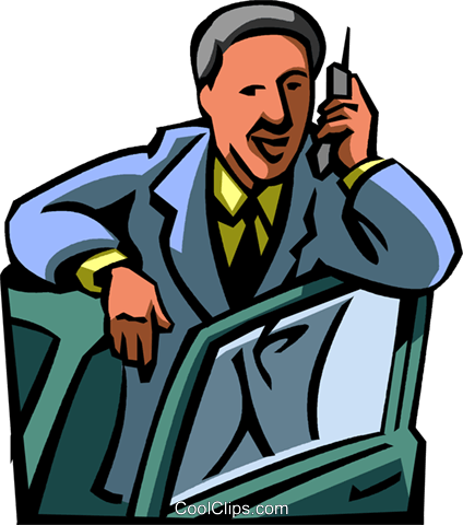 Businessman Talking On The Cell Phone Royalty Free - Clip Art (424x480)