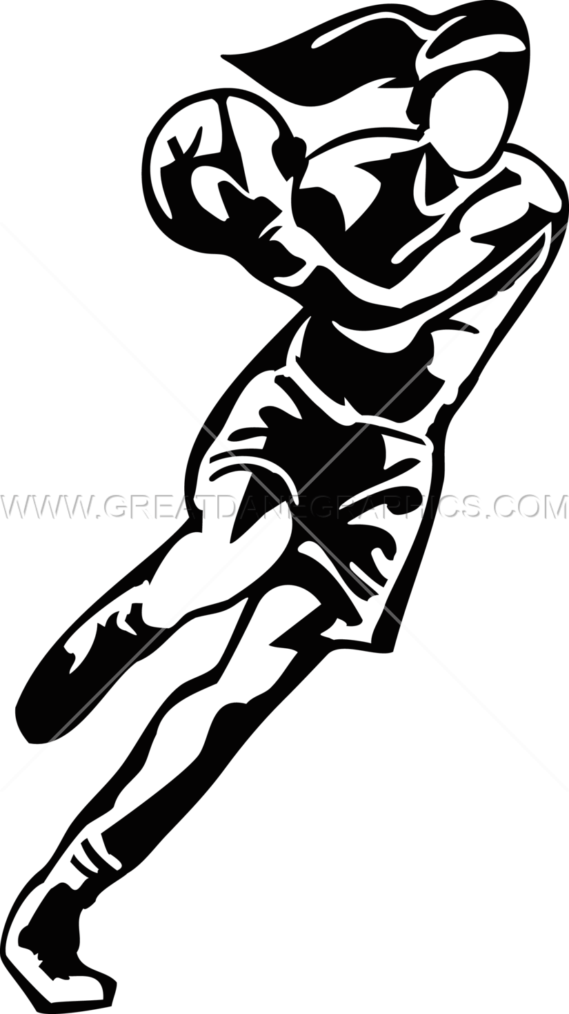 Female Basketball Player - Girls Basketball Clipart Black And White (825x1469)