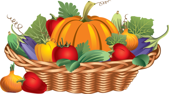 Basket Full Of Fall Vegetables - Basket Of Vegetables Clipart (640x358)
