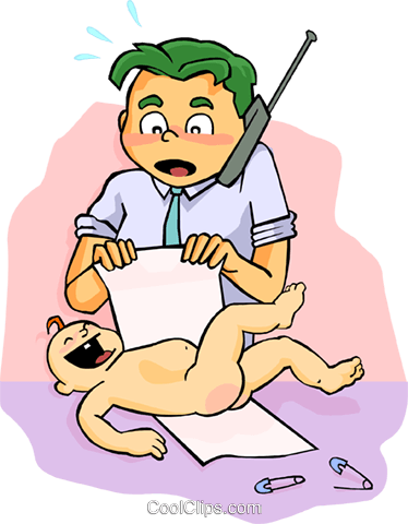 Diaper Change Clipart - Stay At Home Dad Clipart Png (374x480)