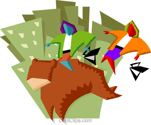 Riding The Bear Market Royalty Free Vector Clip Art - Illustration (480x398)