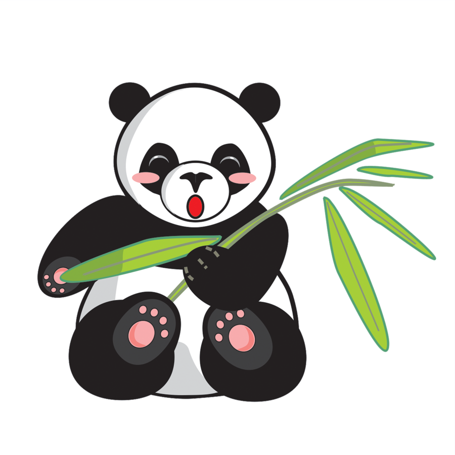 Clip Art Bamboo Clipart Giant Panda Clip Art - Panda On Bamboo Clip Art (900x900)