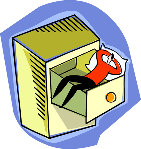 Taking A Nap In A Drawer Royalty Free Vector Clip Art - Cartoon (455x480)