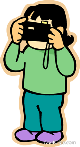 Girl Taking Picture With Camera Royalty Free Vector - Take Clipart (261x480)