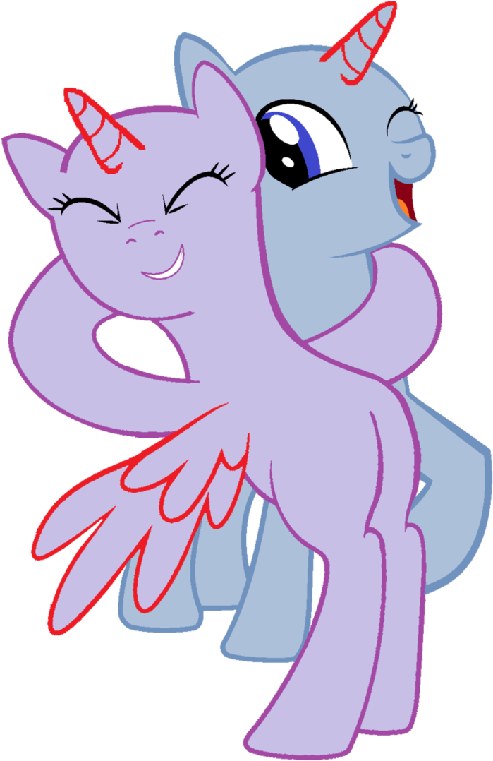 Hugging Clipart Friendly Hug - My Little Pony Base Hug (730x1095)