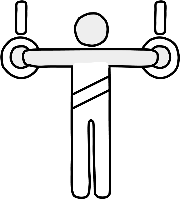 Gymnast, Rings, Black And White, Png - Cross (816x1056)