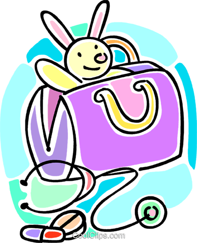 Doctor's Bag With A Stethoscope Royalty Free Vector - Medical Bag (389x480)