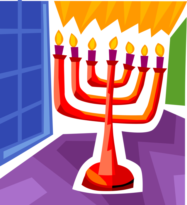 With Candles Vector Image Illustration Of Candlestick - Hanukkah (638x700)