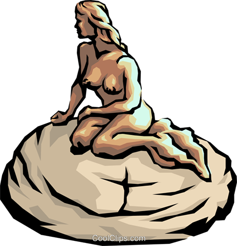 Mermaid On A Rock Royalty Free Vector Clip Art Illustration - Clip Art (463x480)