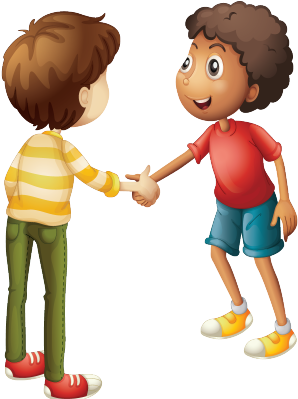 Greet - Kids Shaking Hands Clipart (400x408)