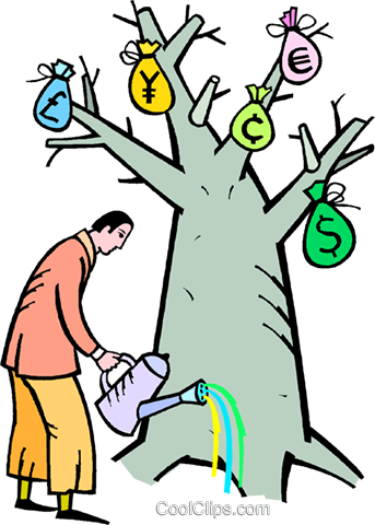 Man Watering The Money Tree Royalty Free Vector Clip - Emerging Market (343x480)