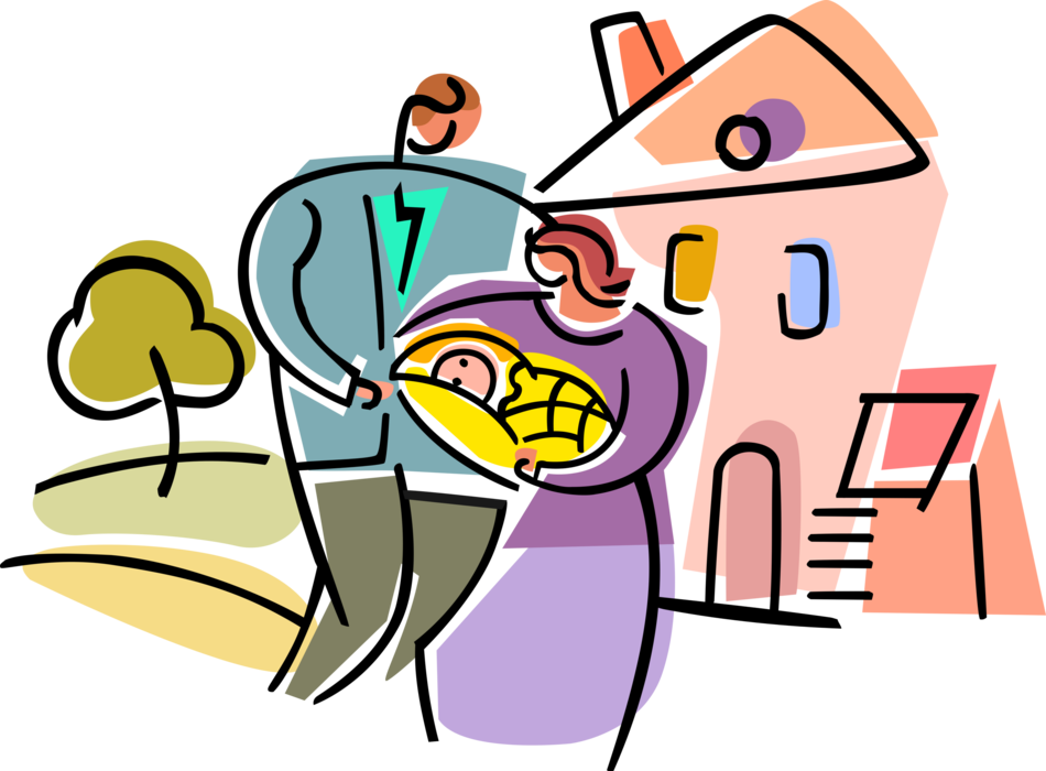 Vector Illustration Of New Parents Mother And Father - Cartoon (950x700)