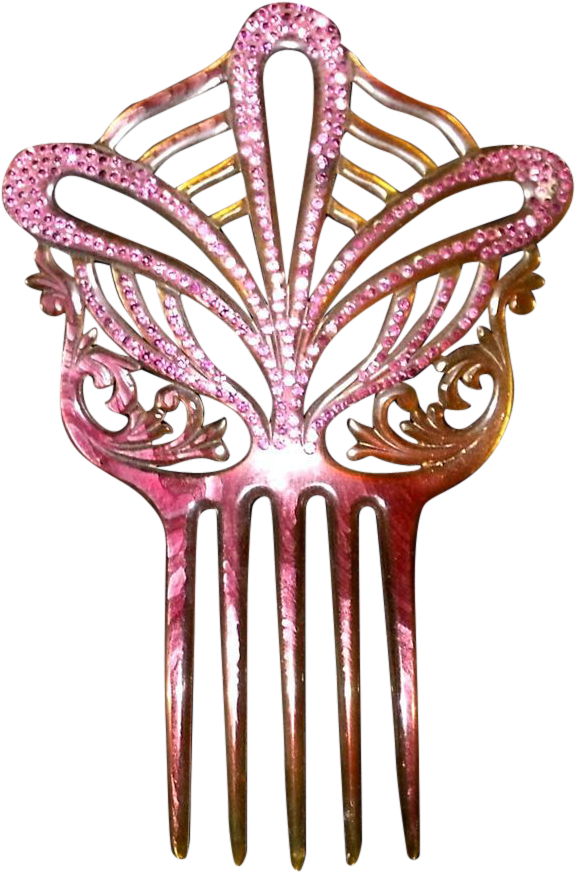 8" Large Amazing Vintage Art Nouveau Celluloid Hair - Comb (871x871)