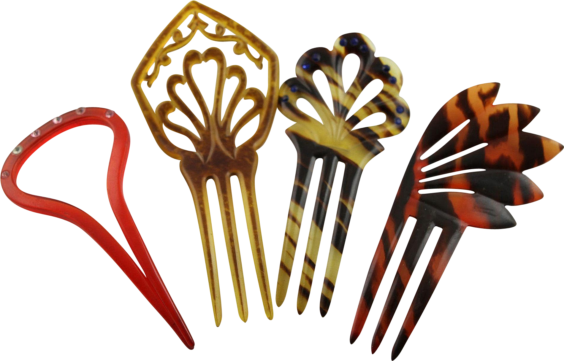 Four Vintage Art Deco Hair Combs - Hair Fork (1899x1899)