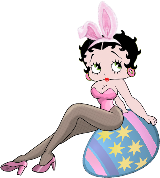 Easter Betty Boop Bunny With Colored Egg - Betty Boop (655x677)