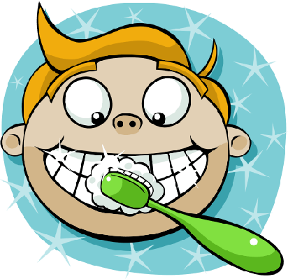 Clip Art On - Brushing Teeth Cartoon Png (412x399)