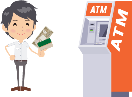 Chuyển Tiền Tại Máy Atm Đặt Bên Trong Cửa Hàng Sử Dụng - Cartoon (510x340)