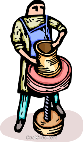 Potter Making Vase Royalty Free Vector Clip Art Illustration - Oleiro Vetor Png (281x480)