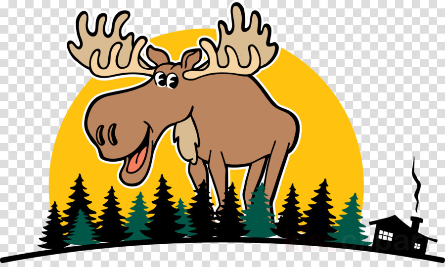 Cartoon Moose Clipart Moose Clip Art - Horseshoe On Blue Background (900x540)